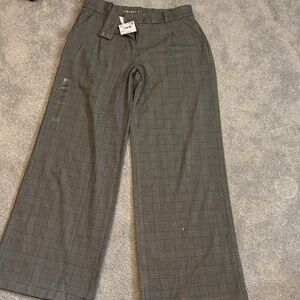 Wide Leg Gray Plaid Trousers